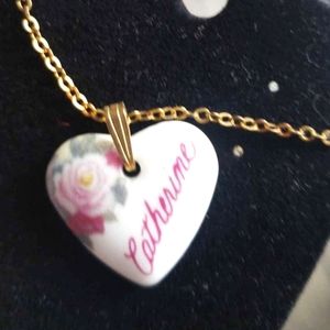 Monogrammed "Catherine" Heart Stone Necklace